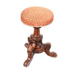 VICTORIAN MAHOGANY REVOLVING PIANO STOOL