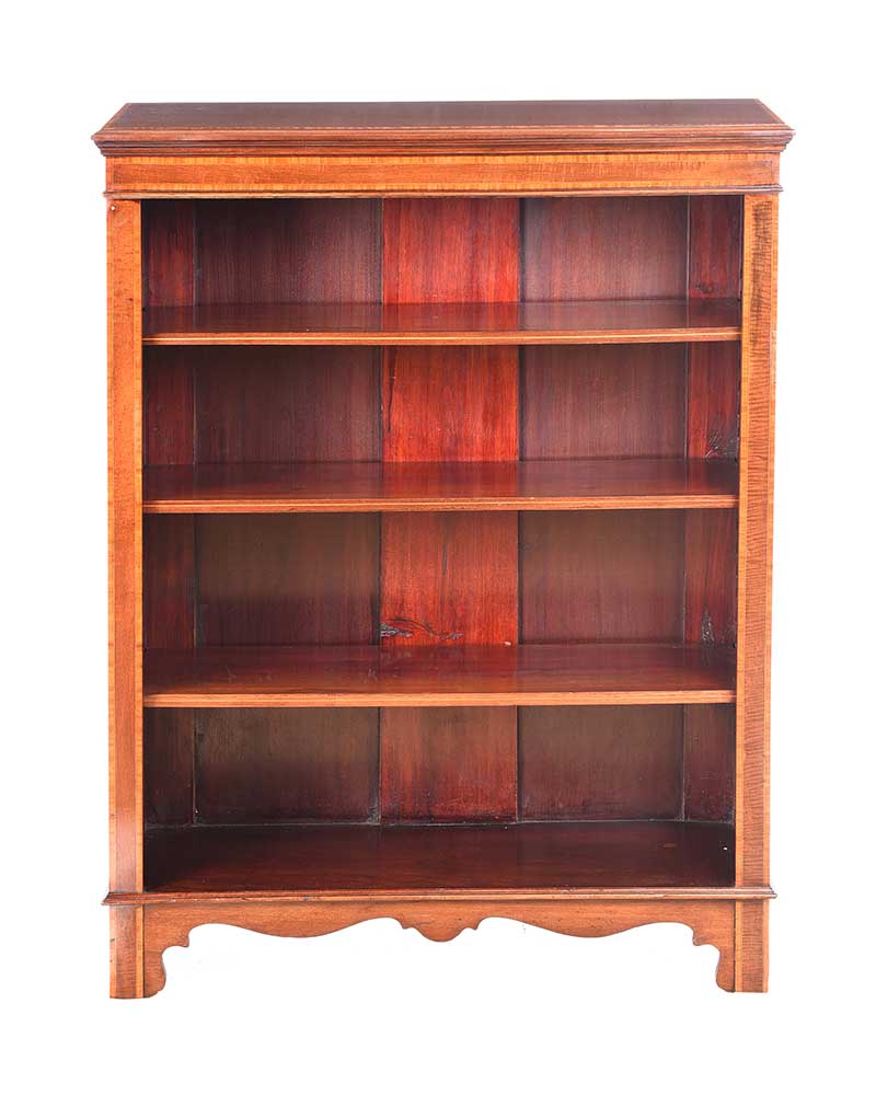 EDWARDIAN INLAID MAHOGANY OPEN BOOKCASE - Image 4 of 5