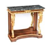 REGENCY ROSEWOOD MARBLE TOP CONSOLE TABLE