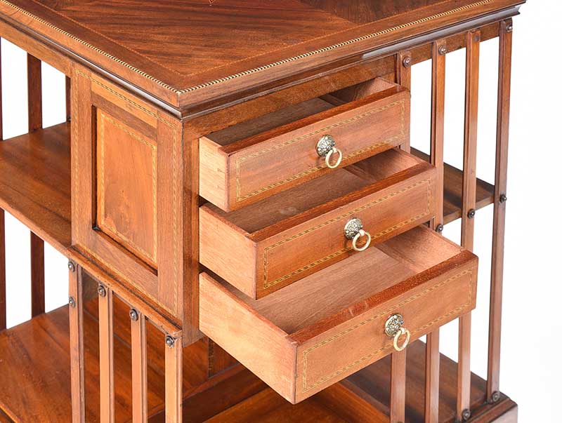 EDWARDIAN INLAID MAHOGANY REVOLVING BOOKCASE - Image 6 of 11