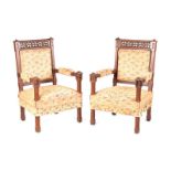 PAIR OF ANTIQUE GOTHIC THRONE CHAIRS