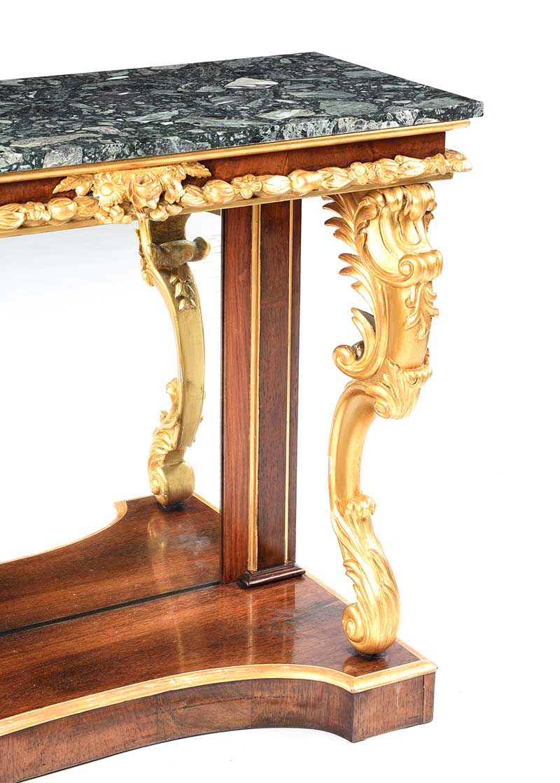 REGENCY ROSEWOOD MARBLE TOP CONSOLE TABLE - Image 2 of 6