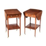 PAIR OF EDWARDIAN INLAID MAHOGANY DROP LEAF LAMP TABLES