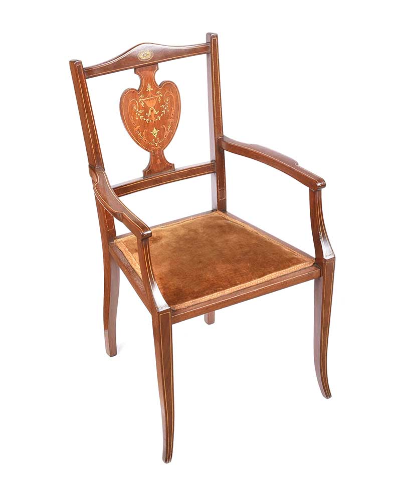 EDWARDIAN INLAID MAHOGANY CHILD'S ARMCHAIR