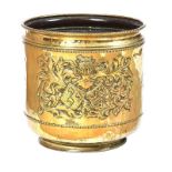 LARGE BRASS EMBOSSED LOG BUCKET