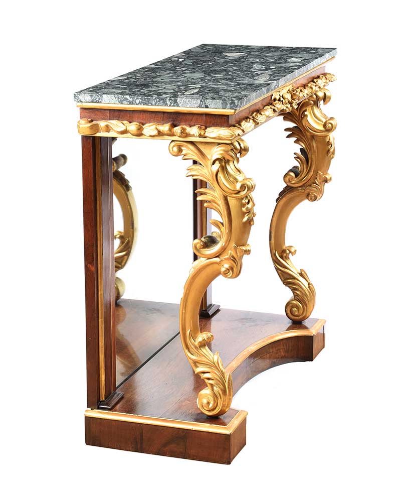 REGENCY ROSEWOOD MARBLE TOP CONSOLE TABLE - Image 6 of 6