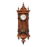 VICTORIAN WALNUT DOUBLE WEIGHT VIENNA WALL CLOCK