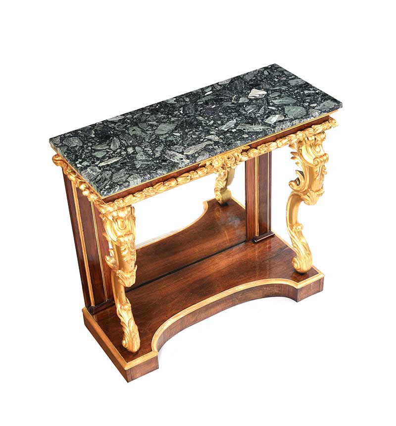 REGENCY ROSEWOOD MARBLE TOP CONSOLE TABLE - Image 4 of 6