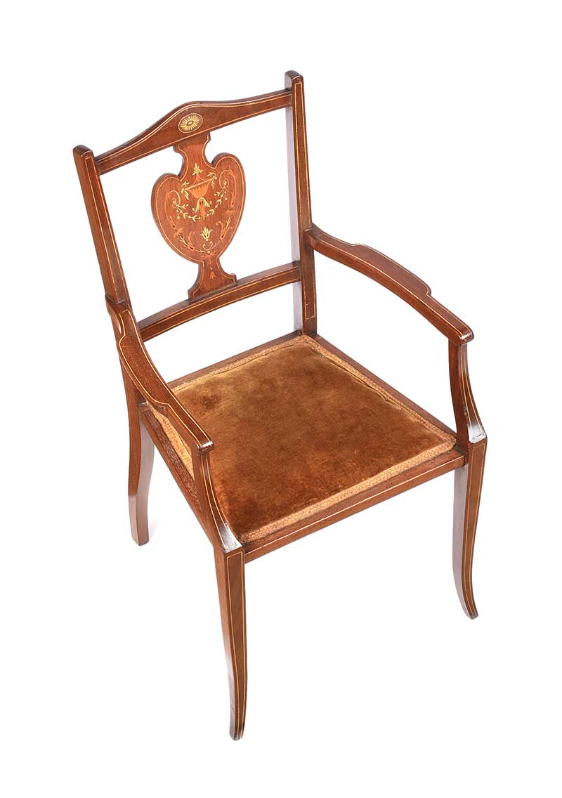 EDWARDIAN INLAID MAHOGANY CHILD'S ARMCHAIR - Image 3 of 6