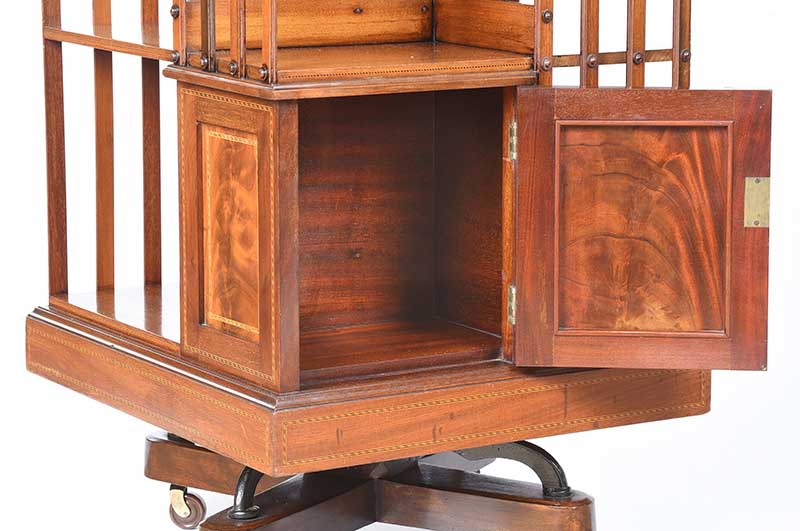 EDWARDIAN INLAID MAHOGANY REVOLVING BOOKCASE - Image 5 of 11