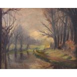 William Henry Fry - THE LAGAN IN DECEMBER - Oil on Board - 16 x 20 inches - Signed