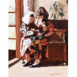 Rowland Davidson - MOTHER & CHILD - Acrylic on Canvas - 20 x 16 inches - Signed