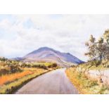 Hazel Jones - ROAD TO HILLTOWN, MOURNE MOUNTAINS - Watercolour Drawing - 11 x 15 inches - Signed