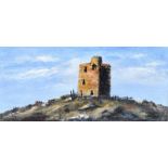 W.J. Page - BURT CASTLE, DONEGAL - Oil on Board - 5 x 11 inches - Signed