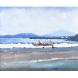 Sean Lorinyenko - THE DOWNINGS CURRACH MEN FACING THE ATLANTIC - Watercolour Drawing - 9.5 x 11.5