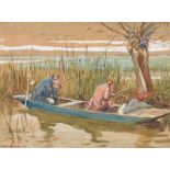 George Goodwin Kilburne, RI - DUCK SHOOTING - Watercolour Drawing - 6 x 8 inches - Signed