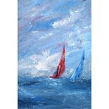 W.J. Page - BOAT RACE - Oil on Board - 9 x 7 inches - Signed