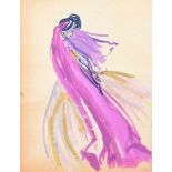 Gladys Maccabe, HRUA - THE PURPLE DRESS - Watercolour Drawing - 12 x 9.5 inches - Signed