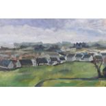 Felix O'Hanlon - ROOFTOPS - Oil on Board - 15 x 24 inches - Signed