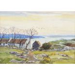 Theo J. Gracey, RUA - THATCHED COTTAGES, DONEGAL - Watercolour Drawing - 10 x 14 inches - Signed