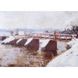 Tom Carr, HRHA RUA RWS - THE RED FOOTBRIDGE, NEWFORGE - Limited Edition Coloured Print (175/250) -