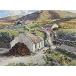 James Humbert Craig, RHA, RUA - COTTAGES, DONEGAL - Coloured Print - 16 x 21 inches - Unsigned