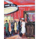 Marie Devlin - THE HORSESHOE BAR IN THE SHELBOURNE HOTEL - Oil on Board - 10 x 8 inches - Signed