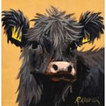 Ronald Keefer - BLACK CALF - Oil on Board - 12 x 12 inches - Signed