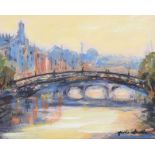 Marie Devlin - RIVER LIFFEY, DUBLIN - Oil on Board - 8 x 10 inches - Signed