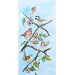 Eileen McKeown - BIRDS IN AUTUMN - Oil on Canvas - 27.5 x 12 inches - Signed in Monogram