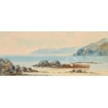 Rowland Hill, RUA - GARRON POINT, CUSHENDUN - Watercolour Drawing - 3.5 x 8 inches - Signed