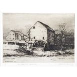 Aylmer E. Armstrong - THE WATERWHEEL, BUSHMILLS - Black & White Etching - 6 x 8 inches - Signed