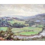 Estella F. Solomons - RIVER & LANDSCAPE - Oil on Board - 9 x 10 inches - Signed in Monogram