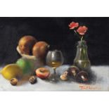 Tony Quinn - STILL LIFE, FRUIT - Oil on Board - 16 x 22 inches - Signed