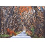 Tali Yaffe - DARK HEDGES - Acrylic on Canvas - 18 x 24 inches - Signed