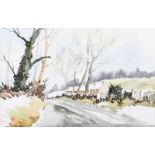 Irish School - WINTER LANE - Watercolour Drawing - 10 x 15 inches - Unsigned