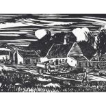 Harry Kernoff, RHA - FARM, COUNTY LIMERICK - Black & White Print - 5 x 7 inches - Unsigned