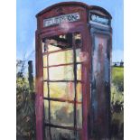 Josie Robinson - PHONE BOX - Oil on Canvas - 12 x 9.5 inches - Signed