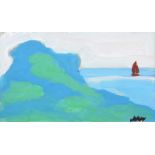 Markey Robinson - SAILING PAST THE HEADLAND - Gouache on Board - 6 x 11 inches - Signed