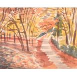 Olive Henry, RUA - PATH THROUGH THE WOODS - Watercolour Drawing - 9.5 x 11.5 inches - Signed