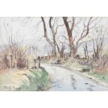 Theo J. Gracey, RUA - A COUNTRY LANE - Watercolour Drawing - 5 x 7 inches - Signed