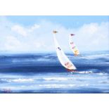 Michelle Carlin - THE YACHT RACE - Oil on Board - 12 x 16 inches - Signed