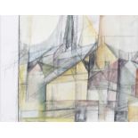 Dennis H. Osbourne, ARUA - GEOMETRIC HOUSES - Mixed Media - 10 x 12 inches - Signed