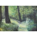 Jack Caprani - A WOODLAND PATH - Acrylic on Canvas - 8 x 11 inches - Signed