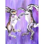 Julie Nesbitt - FEISTY FRIENDS - Acrylic on Canvas - 32 x 24 inches - Signed in Monogram