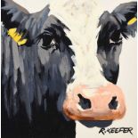 Ronald Keefer - FRESIAN COW - Oil on Board - 12 x 12 inches - Signed