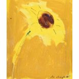 Con Campbell - YELLOW FLOWER - Oil on Board - 7 x 6 inches - Signed