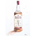 Lawrence Chambers - BELLS WHISKEY - Watercolour Drawing - 10 x 7 inches - Signed