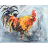 Eileen McKeown - RED ROOSTER - Acrylic on Canvas - 16 x 20 inches - Signed in Monogram