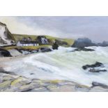 Karen Wallis - BALLINTOY HARBOUR - Acrylic on Canvas - 20 x 28 inches - Signed in Monogram